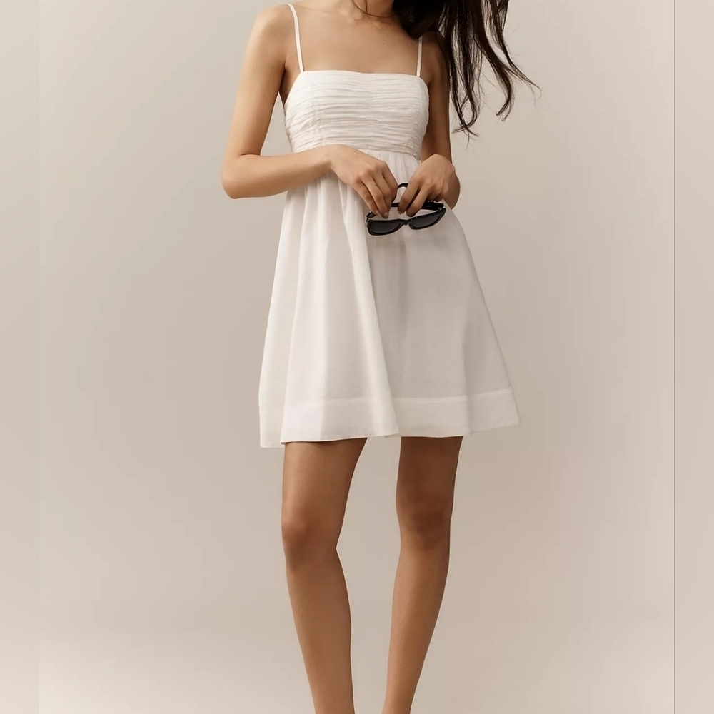 Forever That Girl x Anthropologie Airy Babydoll Mini Dress, White